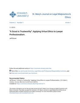 Applying Virtue Ethics to Lawyer Professionalism