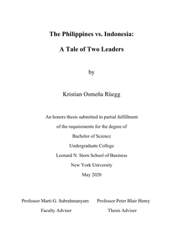 The Philippines Vs. Indonesia: a Tale of Two Leaders