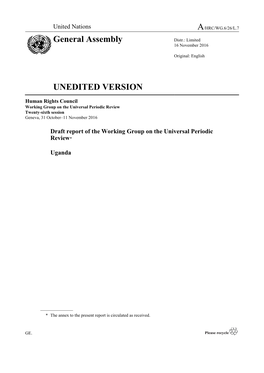 United Nations A/HRC/WG.6/26/L.7