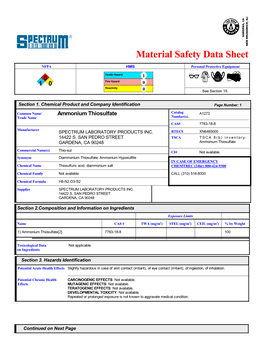 Ammonium Thiosulfate MSDS