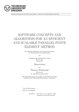Software Concepts and Algorithms for an Efficient and Scalable Parallel Finite Element Method