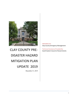 Clay County 2019 Pre-Diaster Mitigation Plan .Pdf