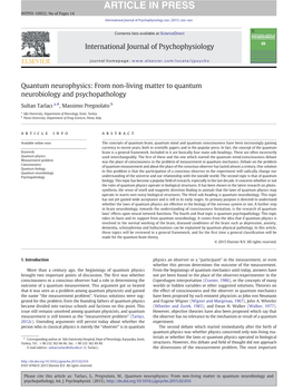 Quantum Neurophysics: from Non-Living Matter to Quantum Neurobiology and Psychopathology