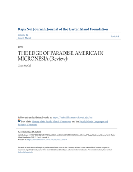 THE EDGE of PARADISE. AMERICA in MICRONESIA (Review) Grant Mccall