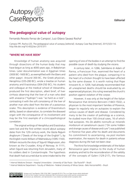 The Pedagogical Value of Autopsy