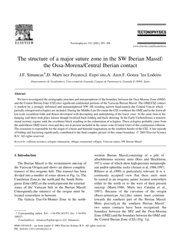 The Structure of a Major Suture Zone in the SW Iberian Massif: the Ossa-Morena/Central Iberian Contact