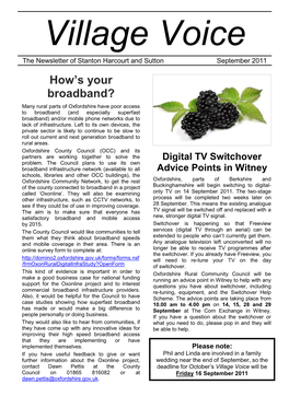 Village Voice the Newsletter of Stanton Harcourt and Sutton September 2011