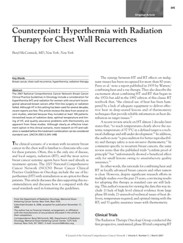 Hyperthermia with Radiation Therapy for Chest Wall Recurrences