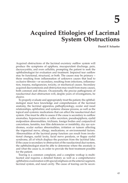 Acquired Etiologies of Lacrimal System Obstructions