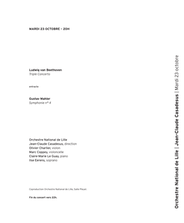 O Rchestre National De Lille | Jean-C Laude C Asadesus | Mardi 2 3 Octobre