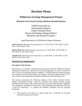 Ashley National Forest Livestock Grazing Allotment Reauthorizations