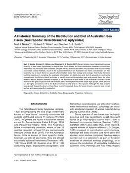 A Historical Summary of the Distribution and Diet of Australian Sea Hares (Gastropoda: Heterobranchia: Aplysiidae) Matt J