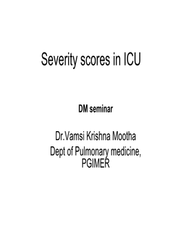 Severity Scores in ICU