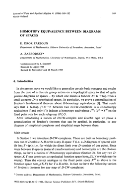 Homotopy Equivalence Between Diagrams of Spaces