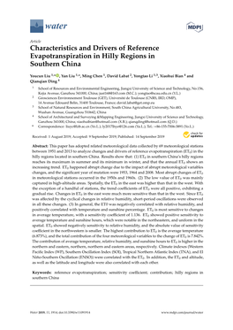 Characteristics and Drivers of Reference Evapotranspiration in Hilly Regions in Southern China