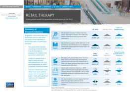 RETAIL THERAPY Tricia.Song@Colliers.Com Firming Retail Market Fundamentals Provide Optimism for 2019