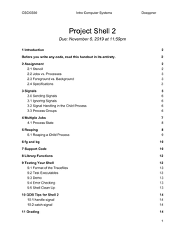 Project Shell 2 Due: November 6, 2019 at 11:59Pm