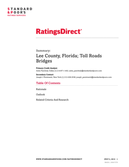Lee County, Florida; Toll Roads Bridges