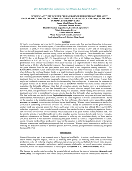 (2016) Specific Activity of Four Pre-Emergence Herbicides