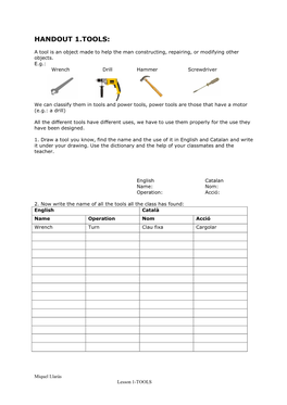 Handout 1.Tools