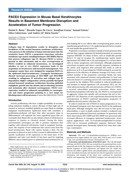 PACE4 Expression in Mouse Basal Keratinocytes Results in Basement Membrane Disruption and Acceleration of Tumor Progression