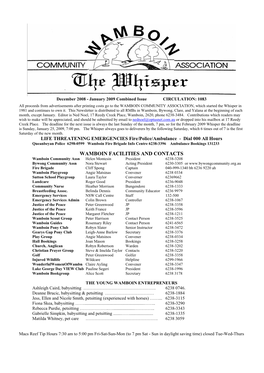 December 2008 - January 2009 Combined Issue CIRCULATION: 1083