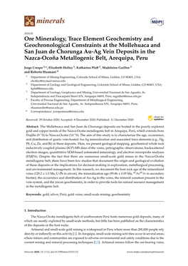 Ore Mineralogy, Trace Element Geochemistry And