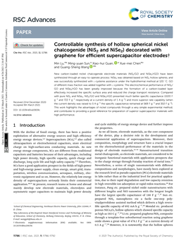 (Nis2 and Nise2) Decorated with Graphene for Efficient Supercapac