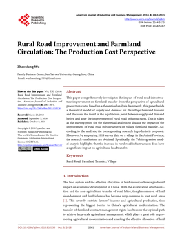 Rural Road Improvement and Farmland Circulation: the Production Cost Perspective