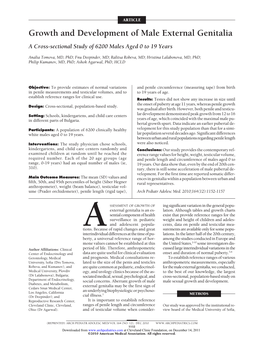 Growth and Development of Male External Genitalia a Cross-Sectional Study of 6200 Males Aged 0 to 19 Years