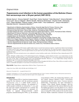 Trypanosoma Cruzi Infection in the Human Population of the Bolivian Chaco: Four Serosurveys Over a 26-Year Period (1987-2013)