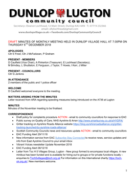 Dunlop & Lugton CC Minutes December