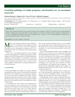 Coexisting Pathology of Ectopic Pregnancy and Dermoid Cyst: an Uncommon Occurrence