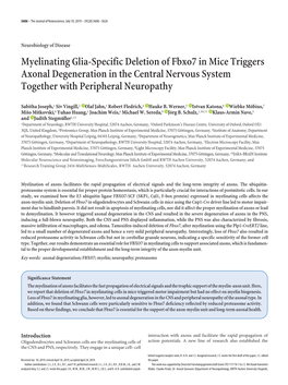 Myelinating Glia-Specific Deletion of Fbxo7 in Mice Triggers Axonal Degeneration in the Central Nervous System Together with Peripheral Neuropathy