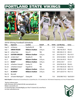 PORTLAND STATE VIKINGS 2019 Football Prospectus