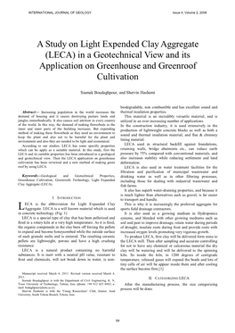 LECA) in a Geotechnical View and Its Application on Greenhouse and Greenroof Cultivation