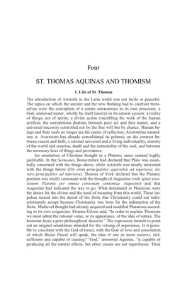 Four ST. THOMAS AQUINAS and THOMISM