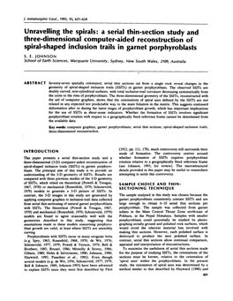 Unravelling the Spirals: a Serial Thin-Section Study and Three-Dimensional Computer-Aided Reconstruction of Spiral-Shaped Inclusion Trails in Garnet Porphyroblasts S