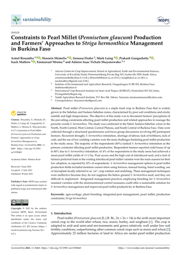 Constraints to Pearl Millet (Pennisetum Glaucum) Production and Farmers’ Approaches to Striga Hermonthica Management in Burkina Faso