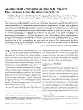 Antineutrophil Cytoplasmic Autoantibody–Negative Pauci-Immune Crescentic Glomerulonephritis