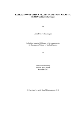 EXTRACTION of OMEGA-3 FATTY ACIDS from ATLANTIC HERRING (Clupea Harengus)