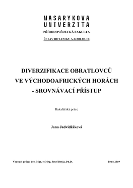 Diverzifikace Obratlovců Ve Východoafrických Horách - Srovnávací Přístup