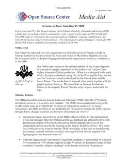 Structure of Iran's State-Run TV IRIB