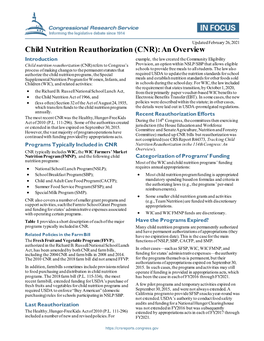 Child Nutrition Reauthorization