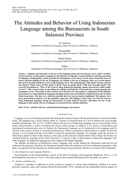 The Attitudes and Behavior of Using Indonesian Language Among the Bureaucrats in South Sulawesi Province