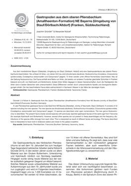 Gastropoden Aus Dem Oberen Pliensbachium (Amaltheenton-Formation) NE Bayerns (Umgebung Von Stauf/Dörlbach/Altdorf) (Franken, Süddeutschland)