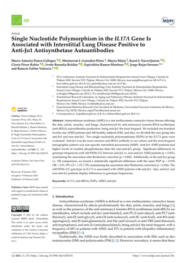 Single Nucleotide Polymorphism in the IL17A Gene Is Associated with Interstitial Lung Disease Positive to Anti-Jo1 Antisynthetase Autoantibodies