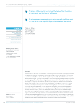 Analysis of Naming Errors in Healthy Aging, Mild Cognitive Impairment, and Alzheimer’S Disease