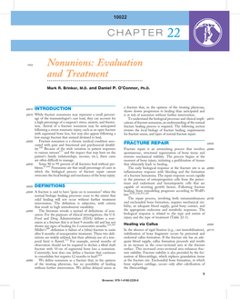 Nonunions: Evaluation 10022 and Treatment