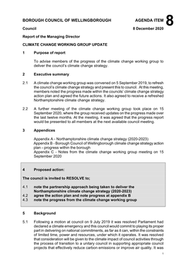 Climate Change Working Group Update